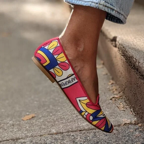 Ballet Flats, Loafers - Red & Yellow - Picture 3 of 5